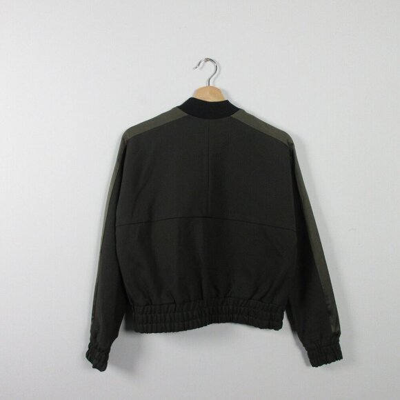 Club Monaco Cropped Bomber Jacket Women's XS Black Viscose Blend Zip Up 566 - Picture 3 of 11